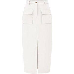 Women High Waisted Trendy Pencil Skirts White